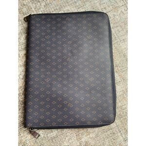 Coach Leather Zip Around Foulard Portfolio Diamond Black Brown